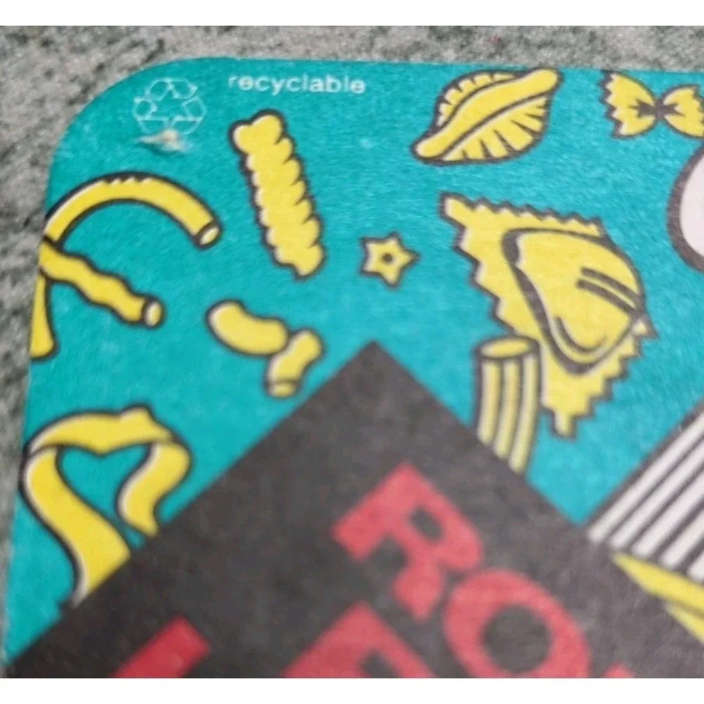 Vintage Paper Restaurant Coaster Roman‎ Pasta Holiday 80s 90s Teal Red Black